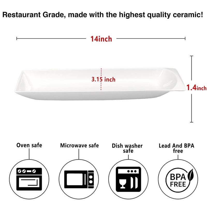 Creativity Home Ceramics Olive Plate Cheeses Plate, Olive Cookies Tray - Large, Chip Resistant, White Porcelain Olive Canoe, Dishwasher Safe, For Snacks, Appetizers 14 Inch - Image 2