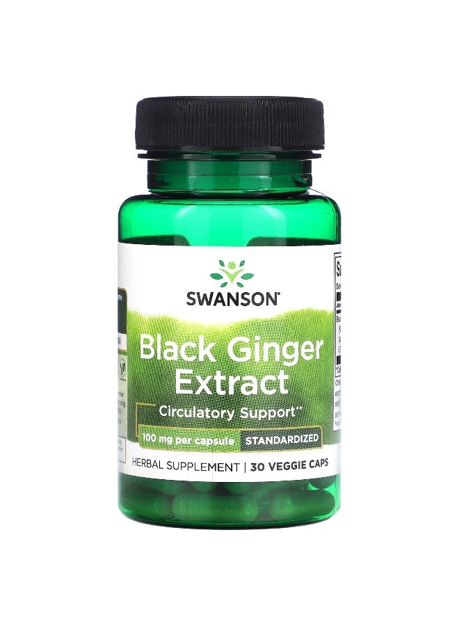 Swanson, Black Ginger Extract, 100 mg, 30 Veggie Caps (Packaging may vary) - Image 1