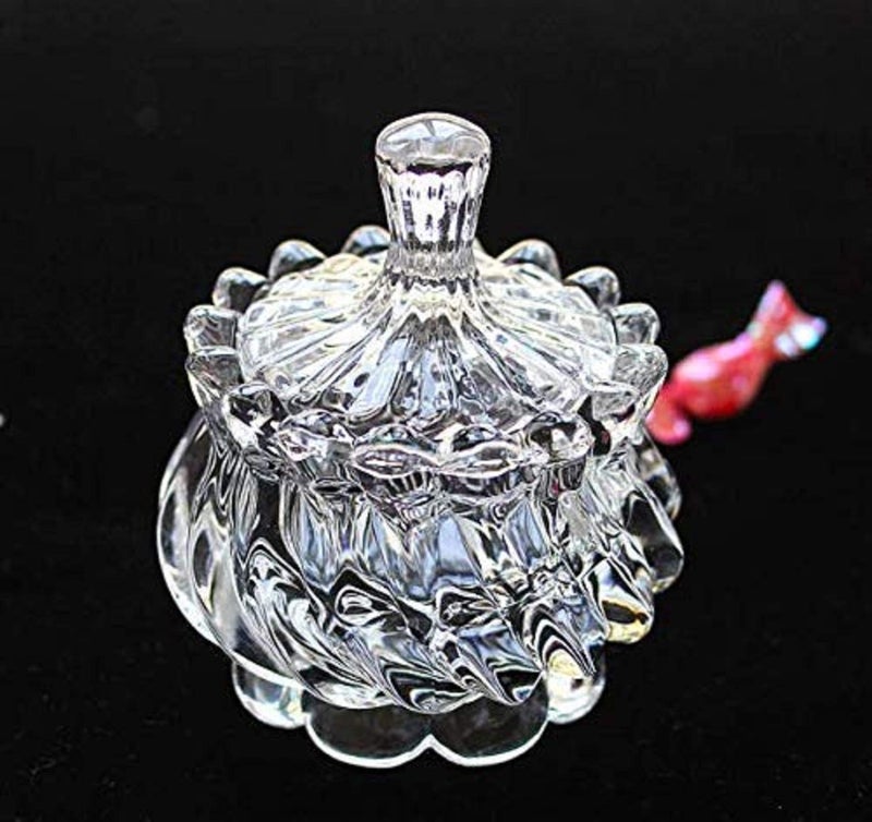 GLASS BAR Glass Bar Kitchen Glass Bowl Pack of 1 Clear and Tray Multipurpose Decorative Serving Fruit Dry Fruits Chocolates Snacks PickleDessert Lotus Shape  - Image 2