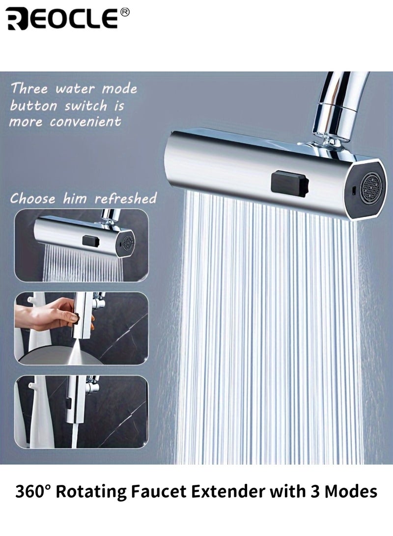 REOCLE Modern 3-in-1 Kitchen Faucet with 360° Rotating Waterfall Spray 3 Flow Mode Water-Saving Aerator & Pressure Boosting Extension for RV and Home Kitchen Sink - Image 1