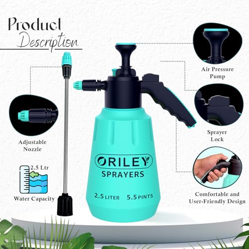 ORILEY 2.5L Pressure Spray Pump with Manual Handheld Nozzle & Lance Garden Sprayer Cleaning and Watering Can Gardening Bottles for Home Lawn Plant (Random, Pack of 1) - Image 2