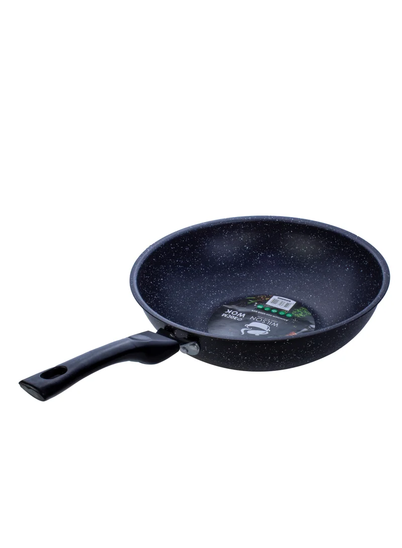 Wilson Aluminum Wok Pan 30 x 9 cm with Marble Coating and Induction Bottom