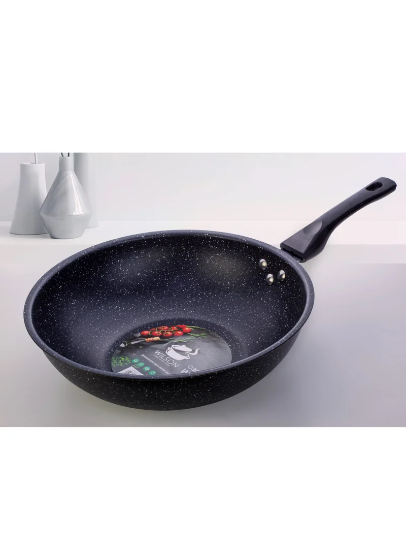 Wilson Aluminum Wok Pan 30 x 9 cm with Marble Coating and Induction Bottom
