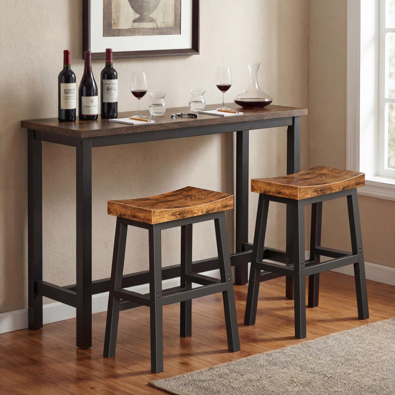 WINAZ Rustic Bar Stools, 24 Inch Barstools Set of 2, Counter Height Stool with Footrest, Wooden Stools for Kitchen Island, Heavy Duty Backless Chair for Dining Table Farmhouse Outdoor - Image 5