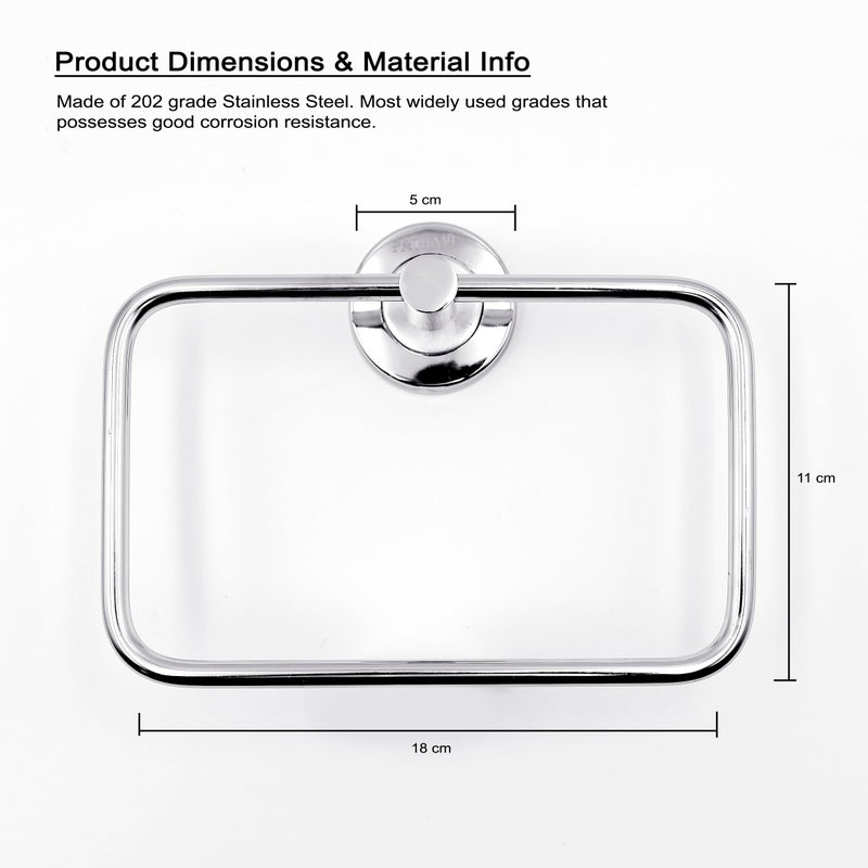 Pathavi Stainless Steel Towel Holder for Bathroom | Wash Basin | Towel Hanger | Napkin Holder for Wash Basin | Towel Ring| Bathroom Accessories (Rectangle, Chrome Finish, Pack of 1) - Image 4
