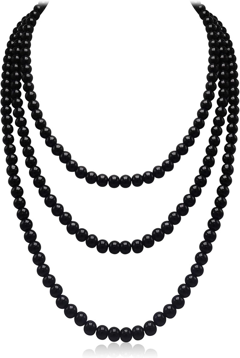 Aisansty Long Pearl Necklaces for Women Cream White Faux Pearl Strand Layered Necklace Costume Jewelry - Image 1