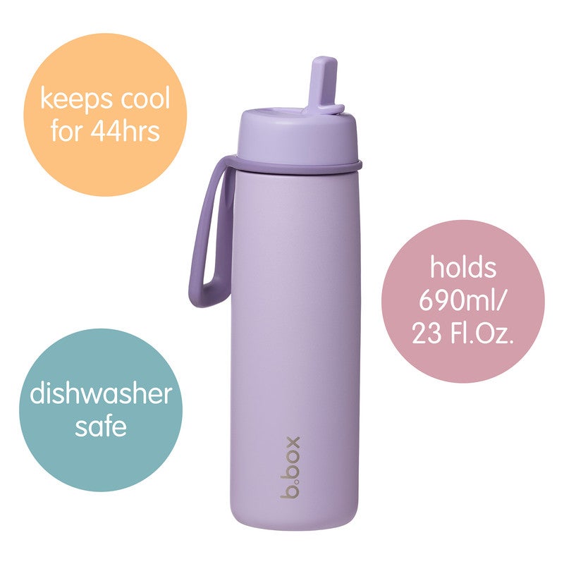 B.Box Insulated Flip Top Water Bottle with Straw | Stainless Steel | Leakproof & Cup Holder Friendly | BPA-Free | Keeps Drinks Cold up to 44 Hours | 690ml (23.3 fl oz)-Indigo Rose - Image 2