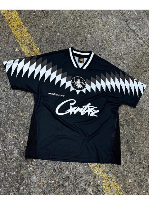 Corteiz Colorblock Retro Tee Casual Sporty T-Shirt Black