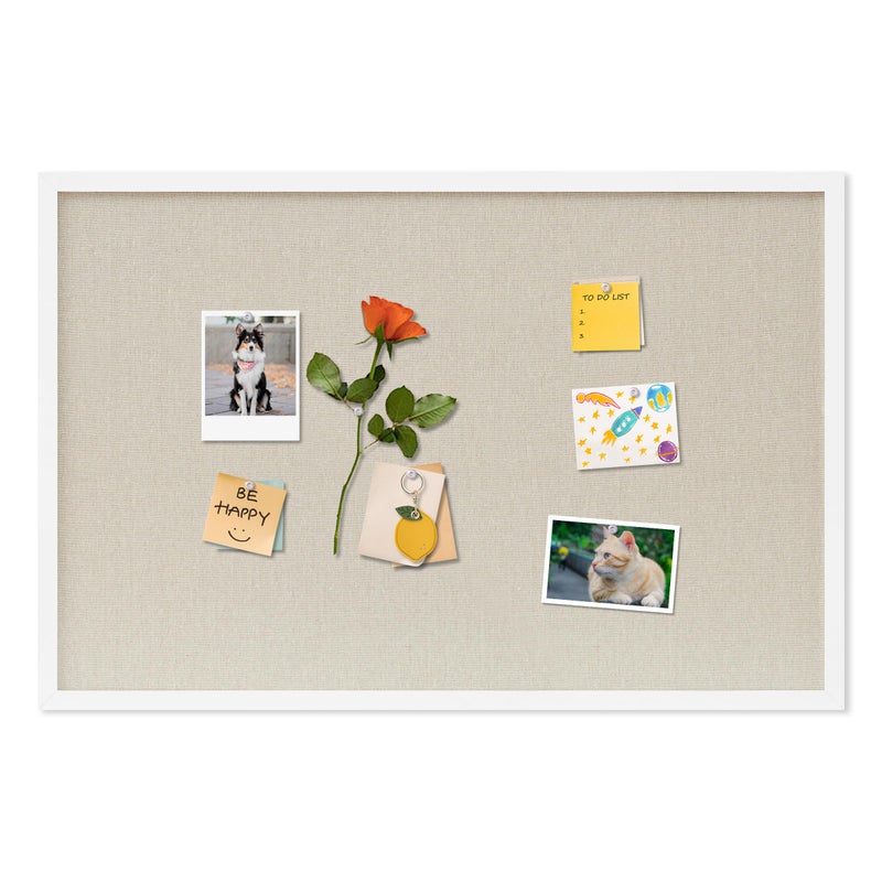DAHAPYBOO Cork Board with Linen White,Bulletin Board 30"x20" Hanging Corkboards for Office Home School Message Board or Vision Board Decoration. - Image 1