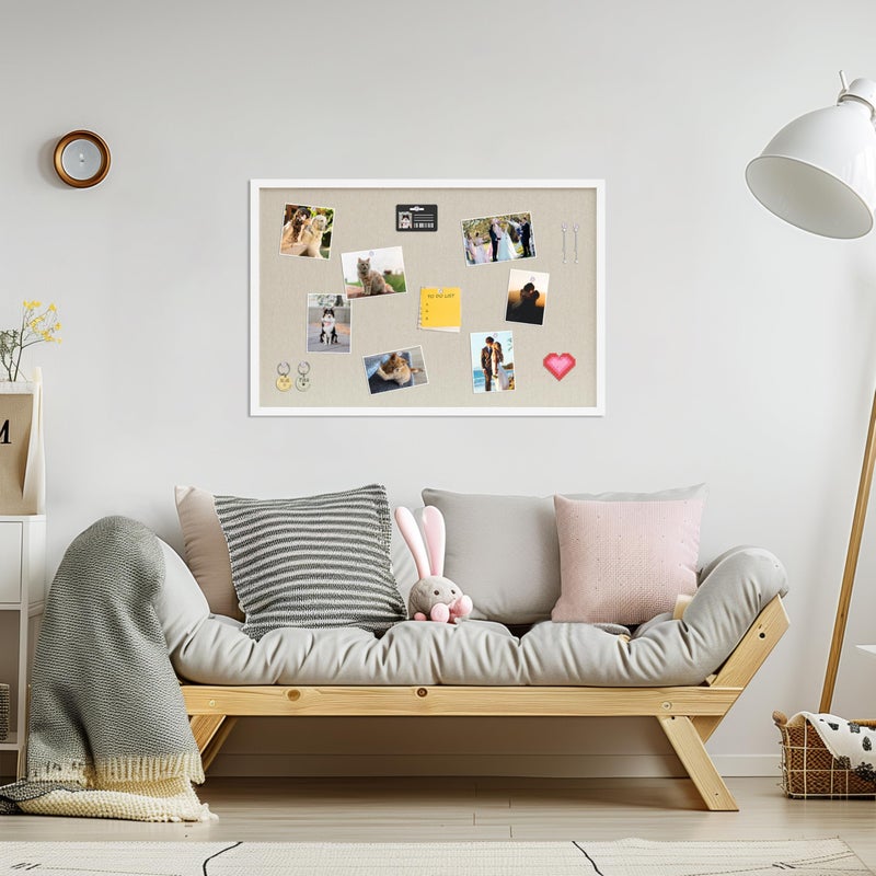 DAHAPYBOO Cork Board with Linen White,Bulletin Board 30"x20" Hanging Corkboards for Office Home School Message Board or Vision Board Decoration. - Image 4