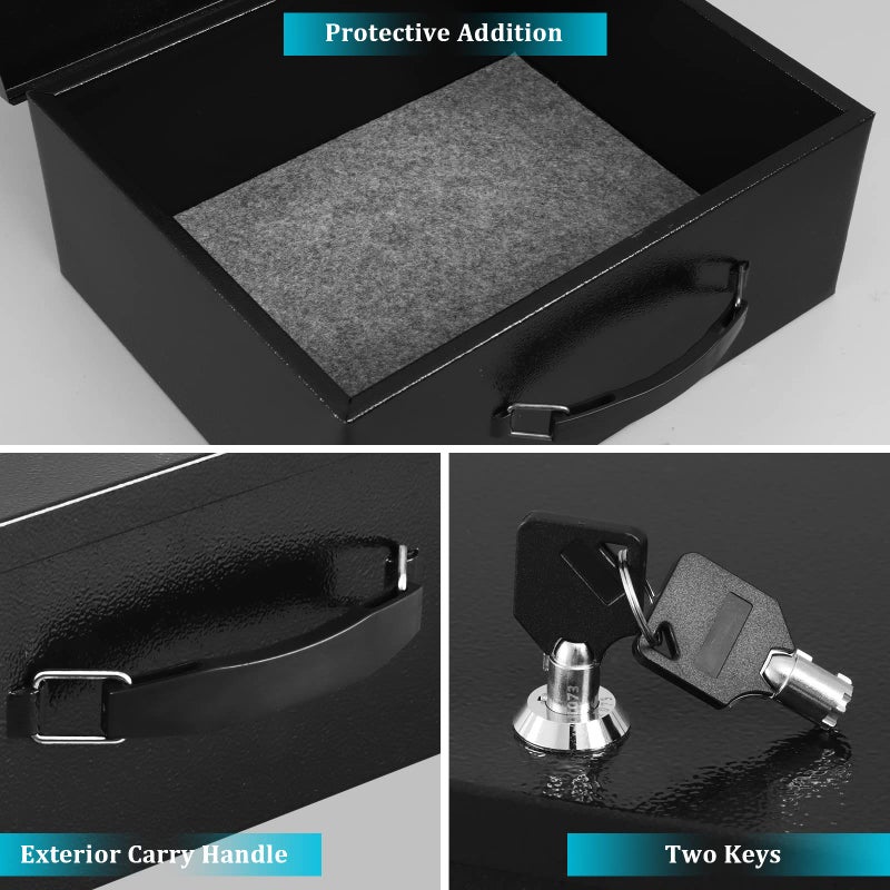 Dalmbox Portable Metal Safe Box with Key Lock - Fire Resistant Storage for Documents, Car, Home and Outside - X Large 13.2"x 11"x 5.1" Black Box - Image 5
