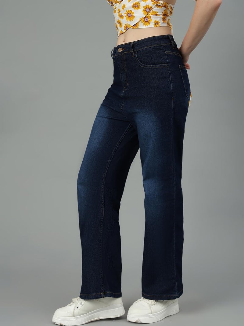 KOTTY Womens Solid High Rise Cotton Lycra Blend Relaxed Fit Jeans - Image 4