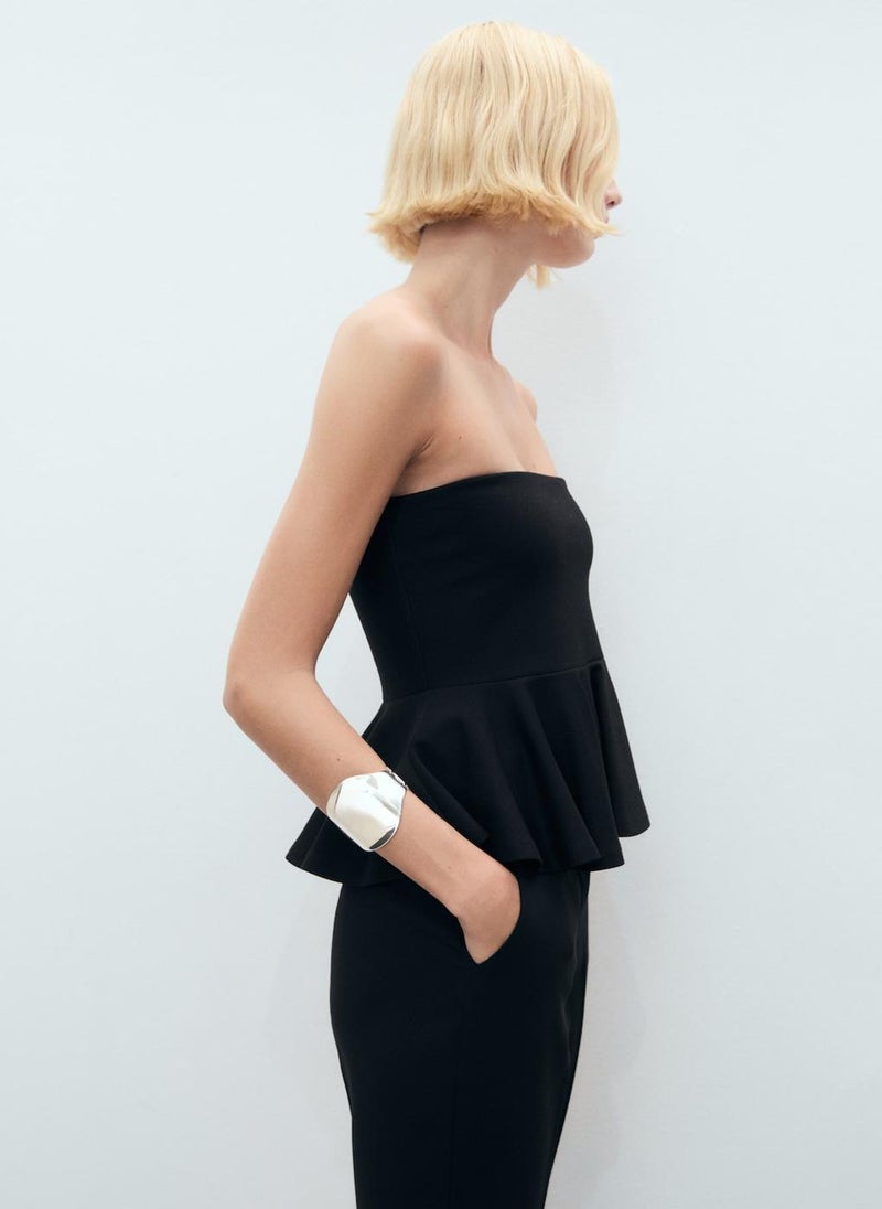 MANGO Strapless Peplum Top  - Image 3