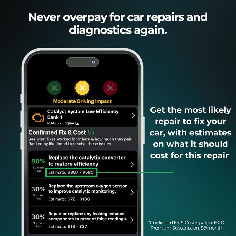 FIXD ماسح ضوئي OBD2 بلوتوث FIXD للسيارة - قارئات رموز السيارة وأدوات الفحص لـ iPhone/Android - أداة تشخيص السيارات OBD2 اللاسلكية - تحقق من المحرك وإصلاح جميع المركبات 1996+ (عبوة واحدة مع تجربة مجانية من FIXD Premium) - Image 5