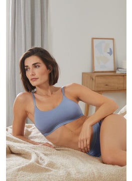 Tchibo Women Non Padded Plain Bralette, Indigo  - Image 1