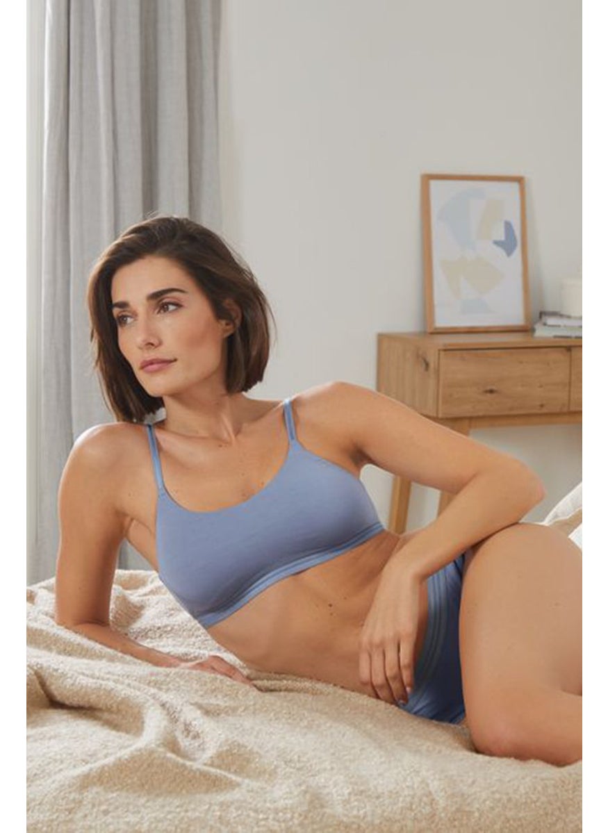 Tchibo Women Non Padded Plain Bralette, Indigo  - Image 1