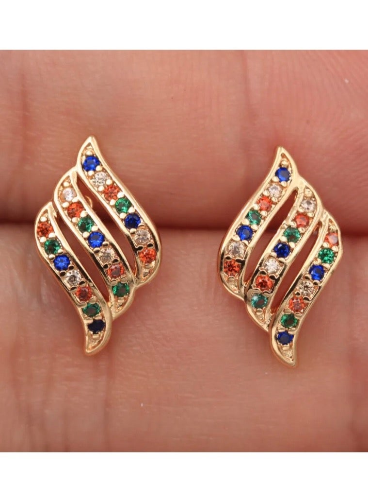 Dangle Charms Elegant & High Quality 18k Gold Plated Earrings For Women - Image 3