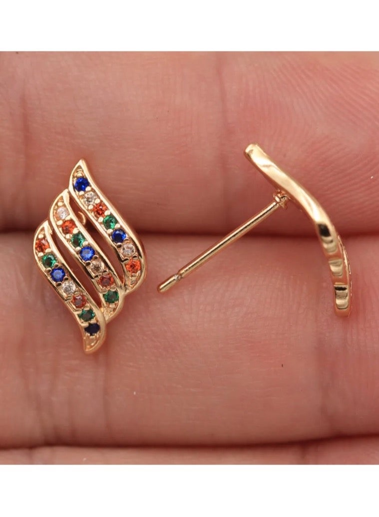 Dangle Charms Elegant & High Quality 18k Gold Plated Earrings For Women - Image 1