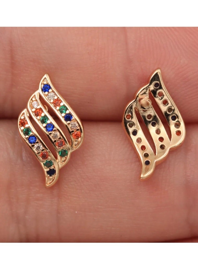 Dangle Charms Elegant & High Quality 18k Gold Plated Earrings For Women - Image 2