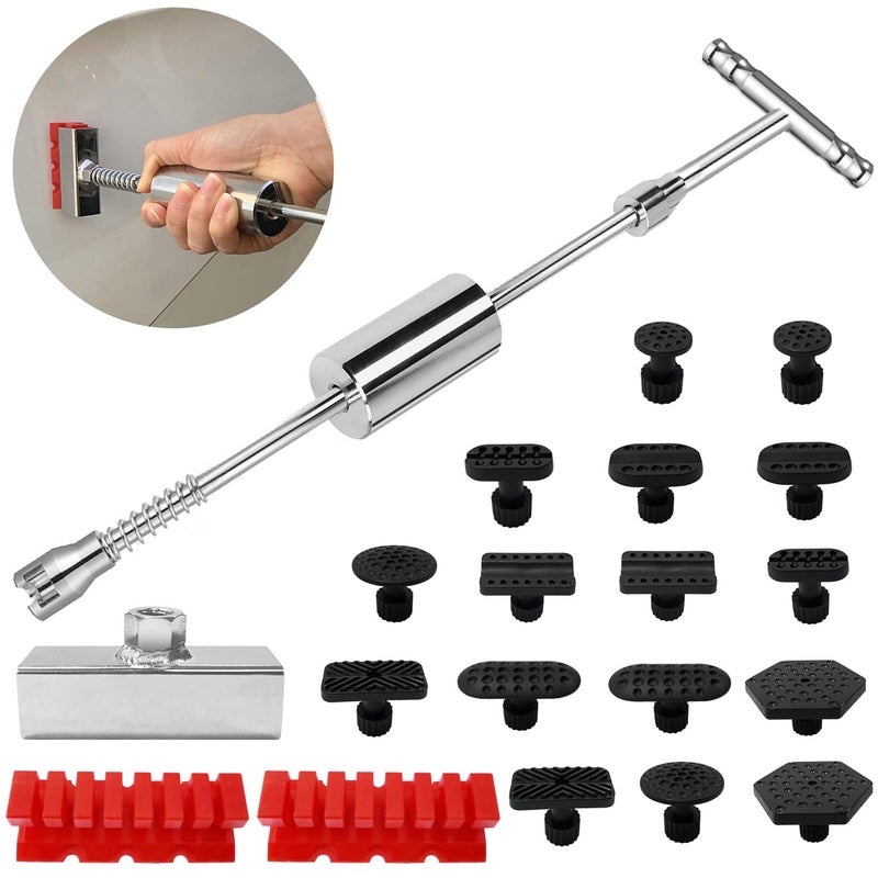 Manelord Dent Puller Dent Remover with T bar Dent Puller and Upgraded Dent Puller Tabs for Car Dent Repair and Metal Surface Dent Removal