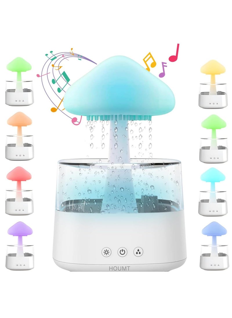 Houmt Cloud Rain Humidifier Water Drip with Bluetooth Speaker Night Light Mushroom Aromatherapy Essential Oil Diffuser LED Light Changeable Gloomy Rainfall and Raindrops Relaxing Sound for Relaxing  - Image 1