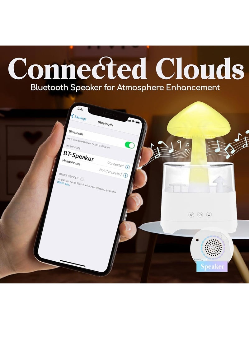 Houmt Cloud Rain Humidifier Water Drip with Bluetooth Speaker Night Light Mushroom Aromatherapy Essential Oil Diffuser LED Light Changeable Gloomy Rainfall and Raindrops Relaxing Sound for Relaxing  - Image 2