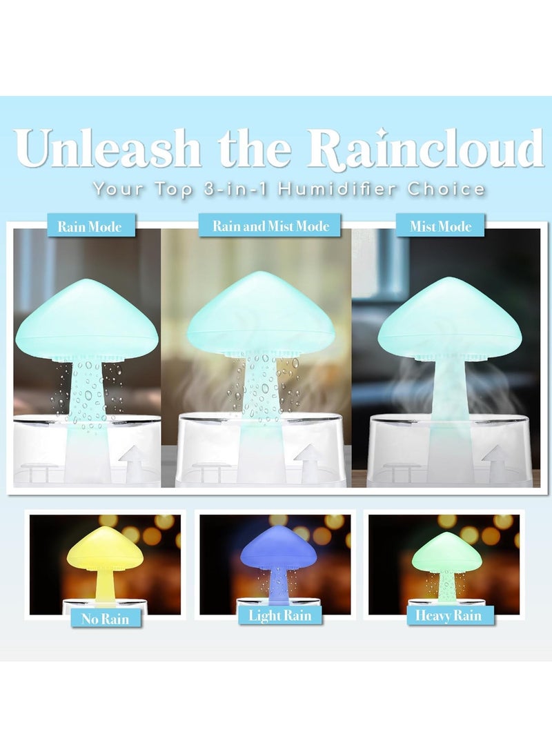 Houmt Cloud Rain Humidifier Water Drip with Bluetooth Speaker Night Light Mushroom Aromatherapy Essential Oil Diffuser LED Light Changeable Gloomy Rainfall and Raindrops Relaxing Sound for Relaxing  - Image 5