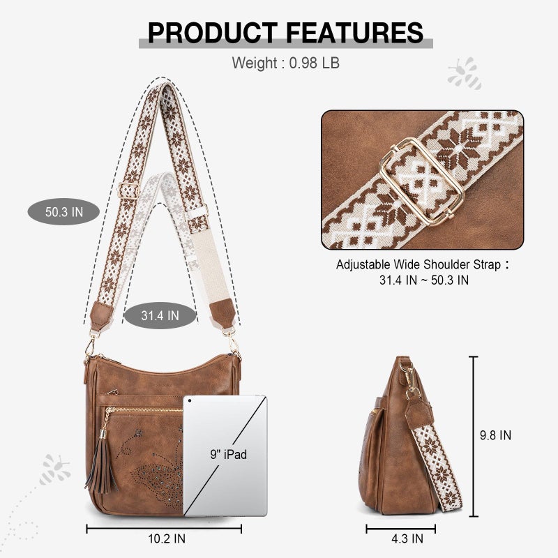 KITEVIUN Medium Crossbody Bags for Women Trendy, Women's Butterfly Shoulder Handbags with Tassel - Image 4