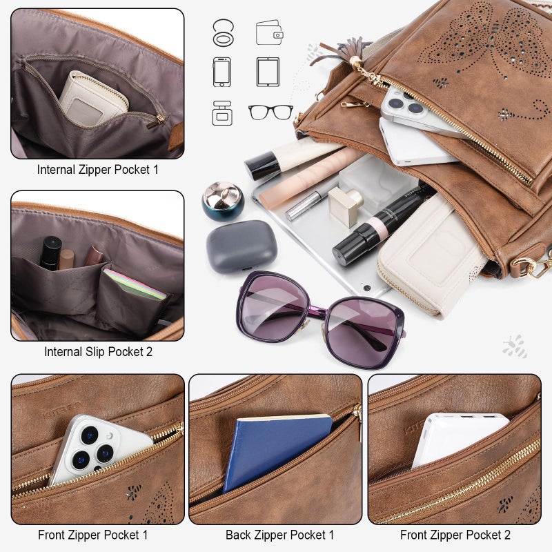 KITEVIUN Medium Crossbody Bags for Women Trendy, Women's Butterfly Shoulder Handbags with Tassel - Image 3