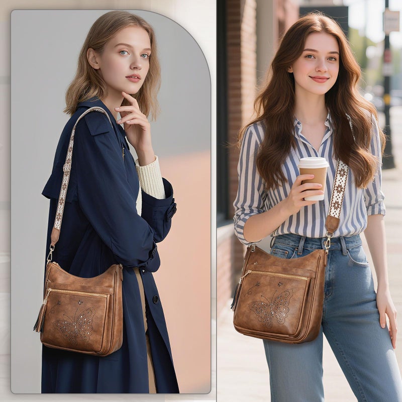 KITEVIUN Medium Crossbody Bags for Women Trendy, Women's Butterfly Shoulder Handbags with Tassel - Image 2