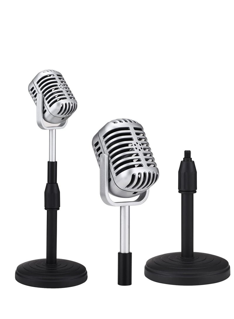 Desktop Microphone Prop Model, with Adjustable Stand, Classic Retro Style Microphone Prop Decor for Party Decoration Costume Role Play Game Night - Image 4