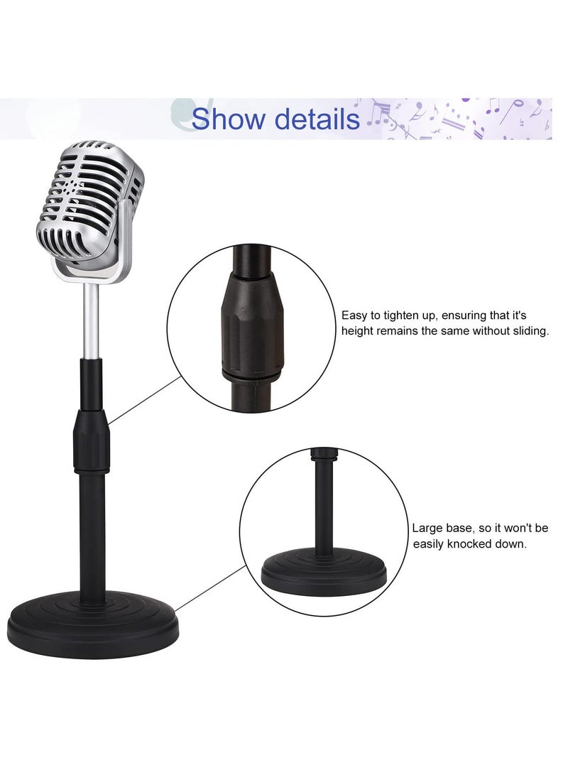 Desktop Microphone Prop Model, with Adjustable Stand, Classic Retro Style Microphone Prop Decor for Party Decoration Costume Role Play Game Night - Image 5