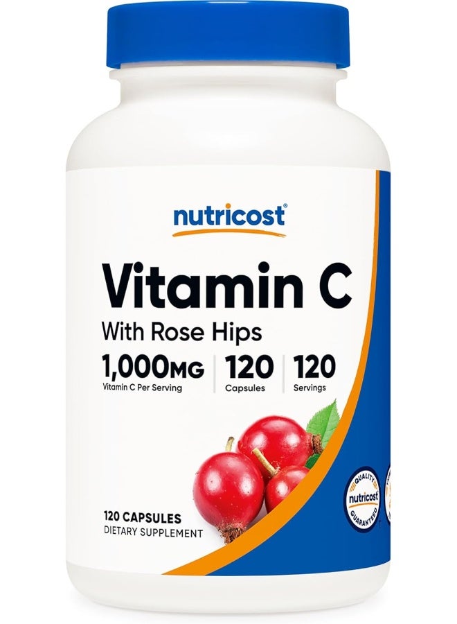 Nutricost Vitamin C with Rose Hips 1025mg, 120 Capsules - Image 1