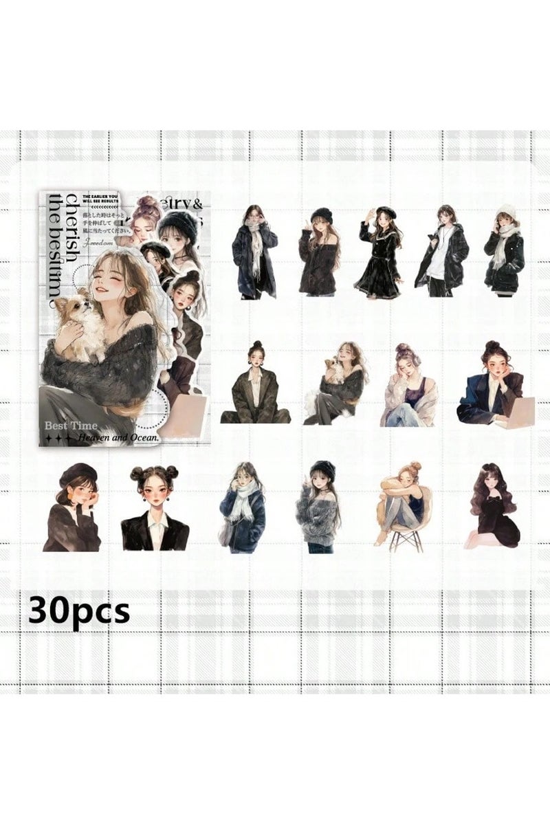 Elegant Feminine Style Stickers – Set of 30 – Perfect for Decorating Notebooks, Journals, Gifts, and Cards  - Image 1