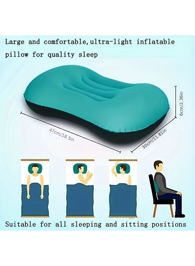 Gray Press Type Inflatable Pillow Portable Foldable For Travel Camping Home Work - Image 3