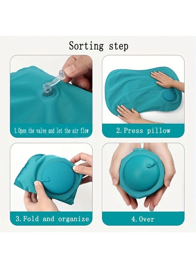 Gray Press Type Inflatable Pillow Portable Foldable For Travel Camping Home Work - Image 2