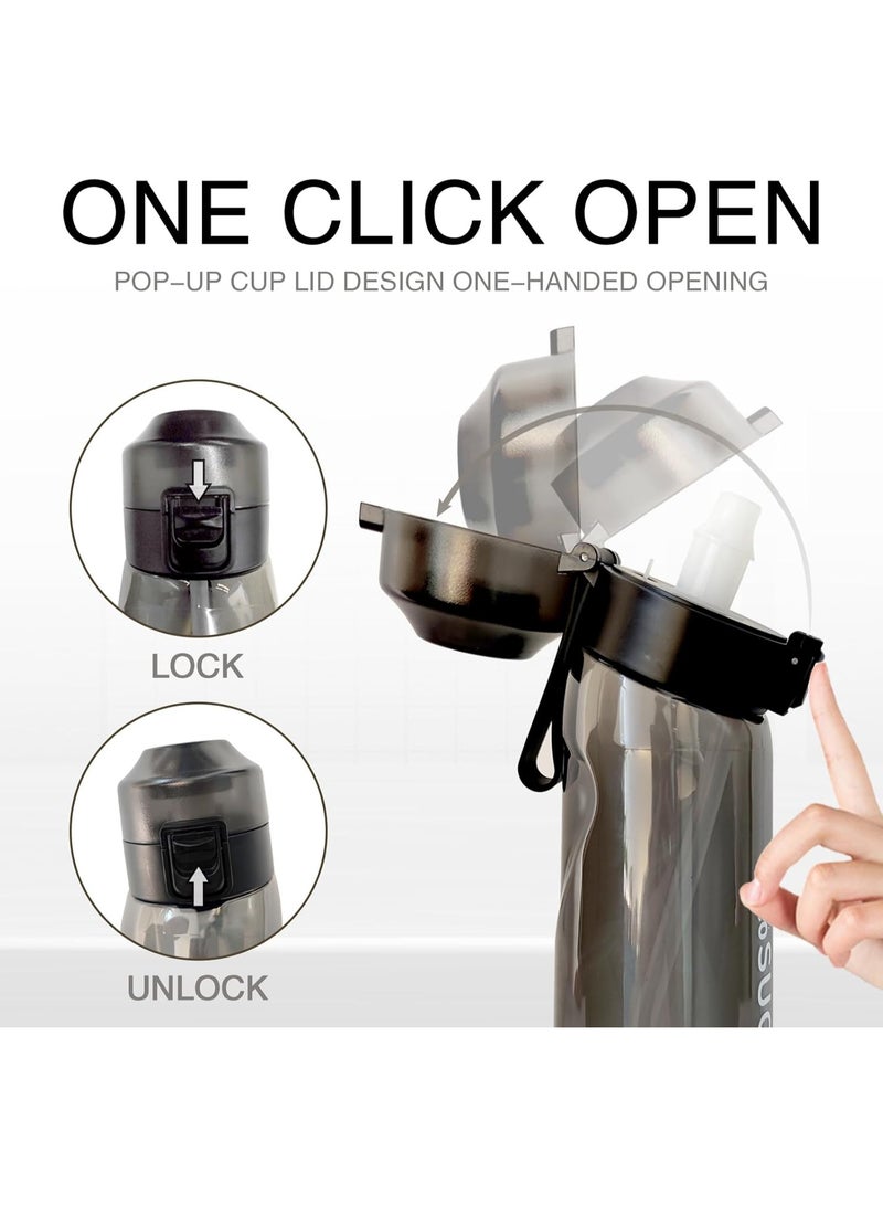 Air Water Bottle,650ML Scent Water Cup with 7 Flavour Pods,Leak Proof Sports Water Cup with Straw Suitable for Outdoor Sports,Gifts From Friends, Birthday Gifts (Black) - Image 5