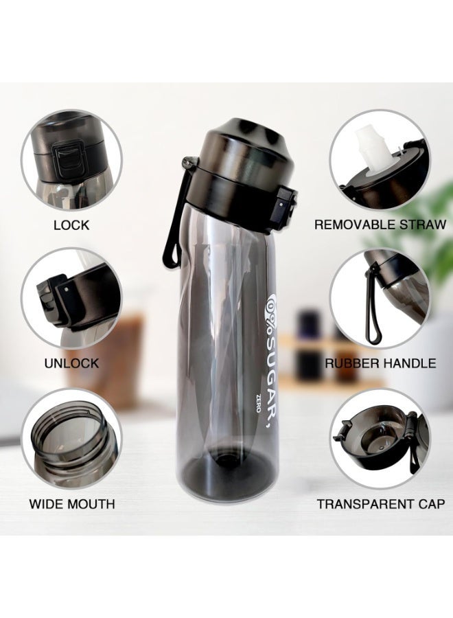 Air Water Bottle,650ML Scent Water Cup with 7 Flavour Pods,Leak Proof Sports Water Cup with Straw Suitable for Outdoor Sports,Gifts From Friends, Birthday Gifts (Black) - Image 4