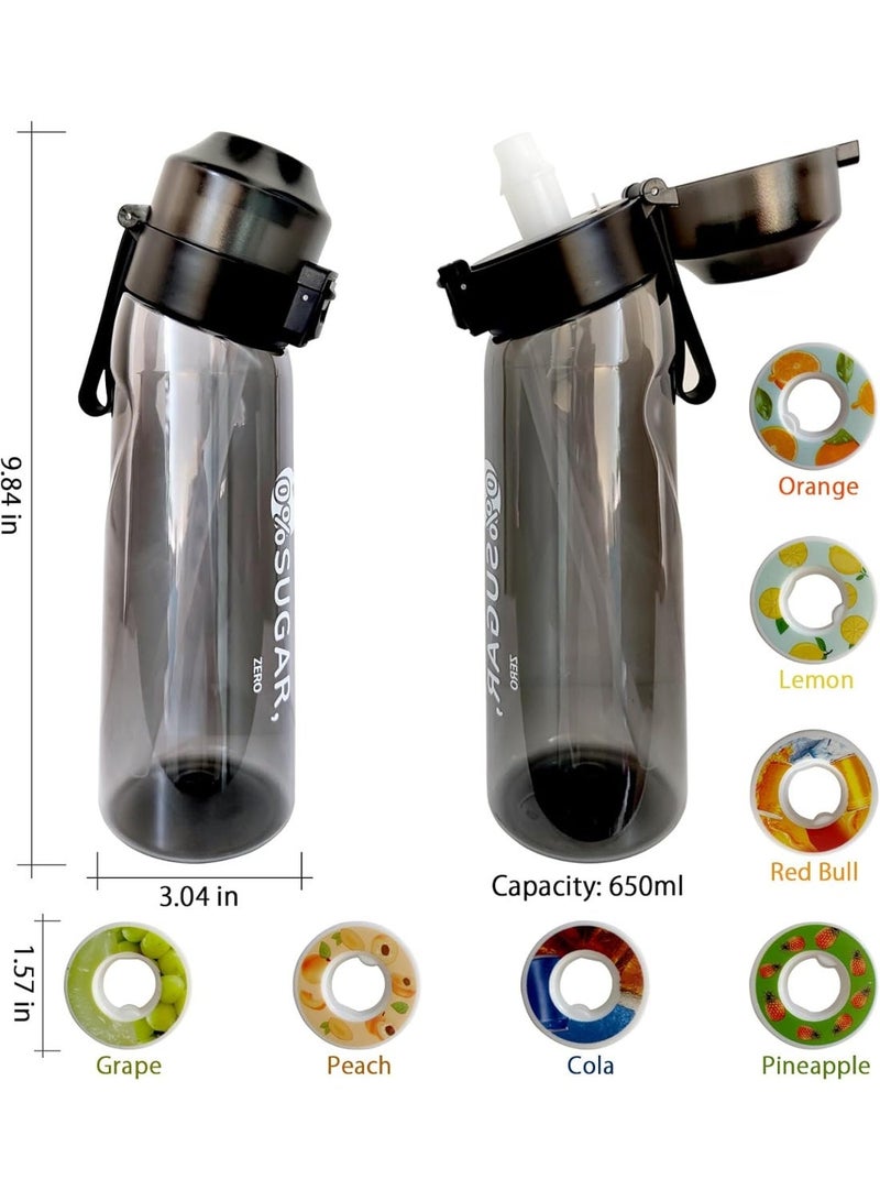 Air Water Bottle,650ML Scent Water Cup with 7 Flavour Pods,Leak Proof Sports Water Cup with Straw Suitable for Outdoor Sports,Gifts From Friends, Birthday Gifts (Black) - Image 3