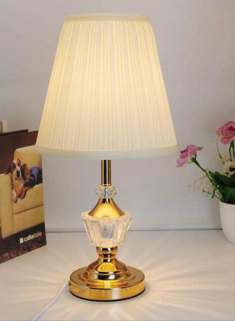 ICTC Table lamp golden color 45 cm crystal with stainless steel upper/lower lighting simple classic design suitable for home or office