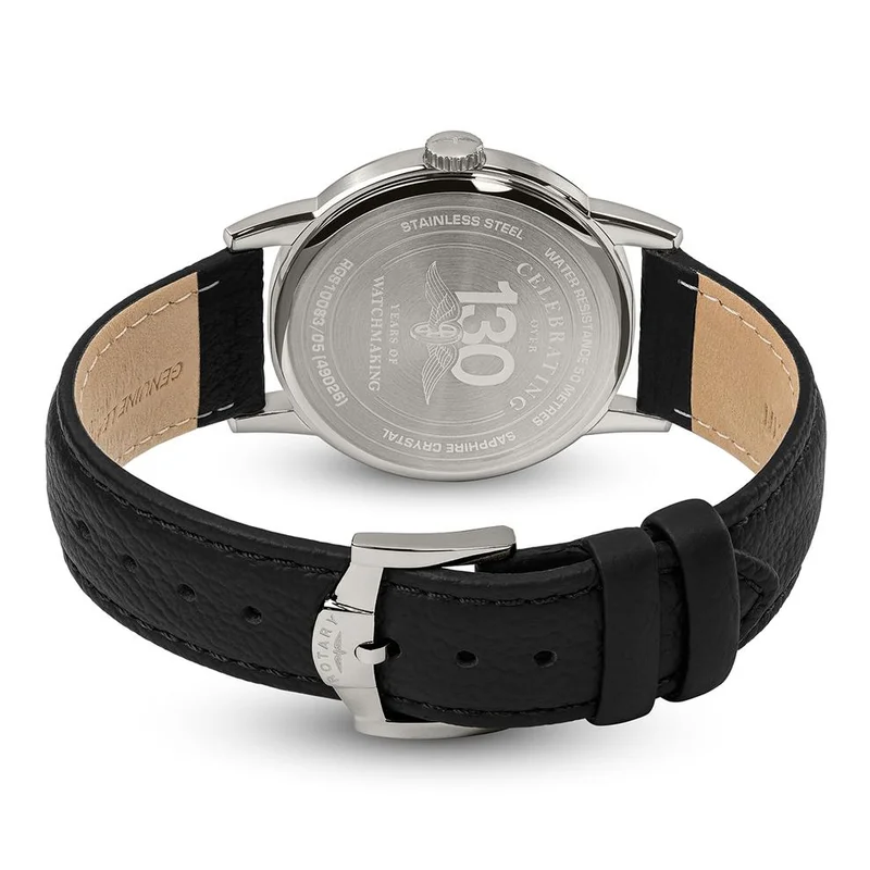 Rotary  Rotary Men's Rotary Heritage Stainless Steel Navy Blue Dial Black Leather Strap Watch - RGS10083/05 for Men | Best Price UAE