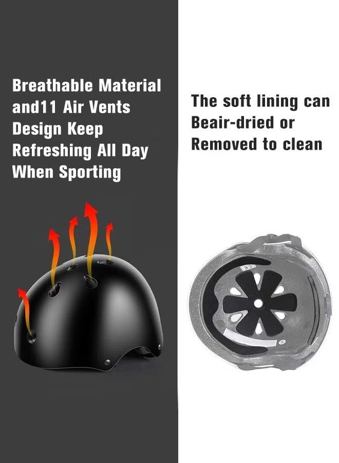 Soofam 7 Pcs Multi-Sport Protective Gear Set with Adjustable Helmet Knee and Elbow Pads Wrist Guards fit for Multi Sports Scooter, Skateboarding, Biking, Roller Skating Black - Image 5