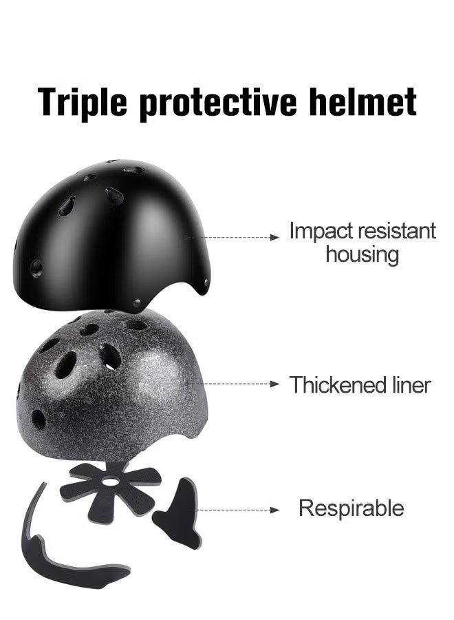 Soofam 7 Pcs Multi-Sport Protective Gear Set with Adjustable Helmet Knee and Elbow Pads Wrist Guards fit for Multi Sports Scooter, Skateboarding, Biking, Roller Skating Black - Image 2