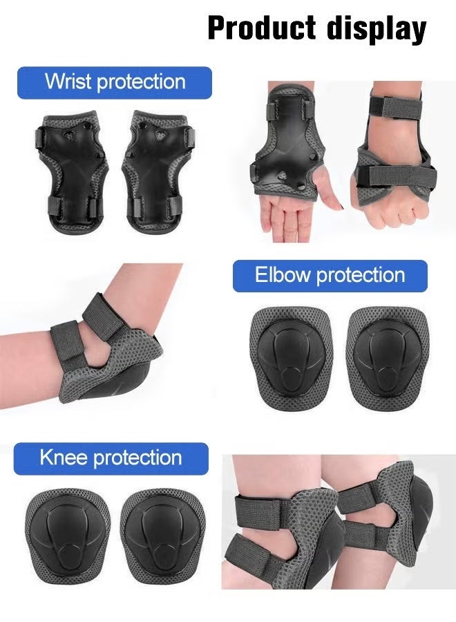 Soofam 7 Pcs Multi-Sport Protective Gear Set with Adjustable Helmet Knee and Elbow Pads Wrist Guards fit for Multi Sports Scooter, Skateboarding, Biking, Roller Skating Black - Image 4