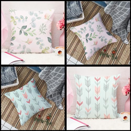 BRICK HOME Floral Printed Poly Cotton Cushion Cover (24 x 24 Inches with Filler, Set of 2) - Image 2