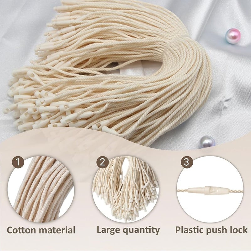 XINXINGDINGSHENG 100 PCS Cotton Hang Tag String, Disposable Price Strings with Snap Lock for Luggage Label, Fastener Hook Ties for Products Clothes Brand Tag Price - Image 3