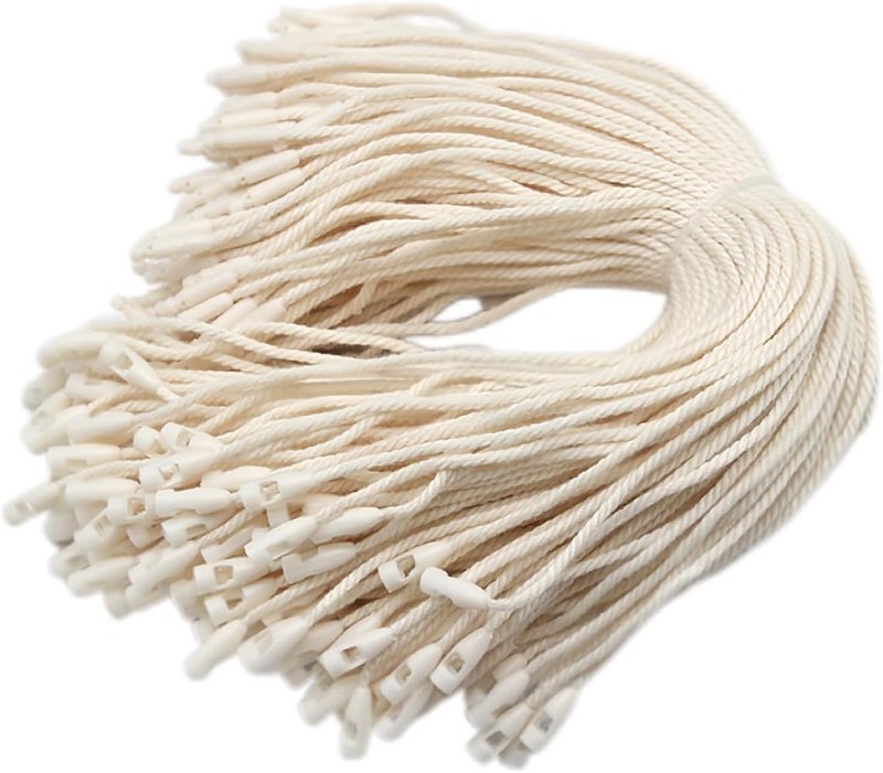 XINXINGDINGSHENG 100 PCS Cotton Hang Tag String, Disposable Price Strings with Snap Lock for Luggage Label, Fastener Hook Ties for Products Clothes Brand Tag Price - Image 1