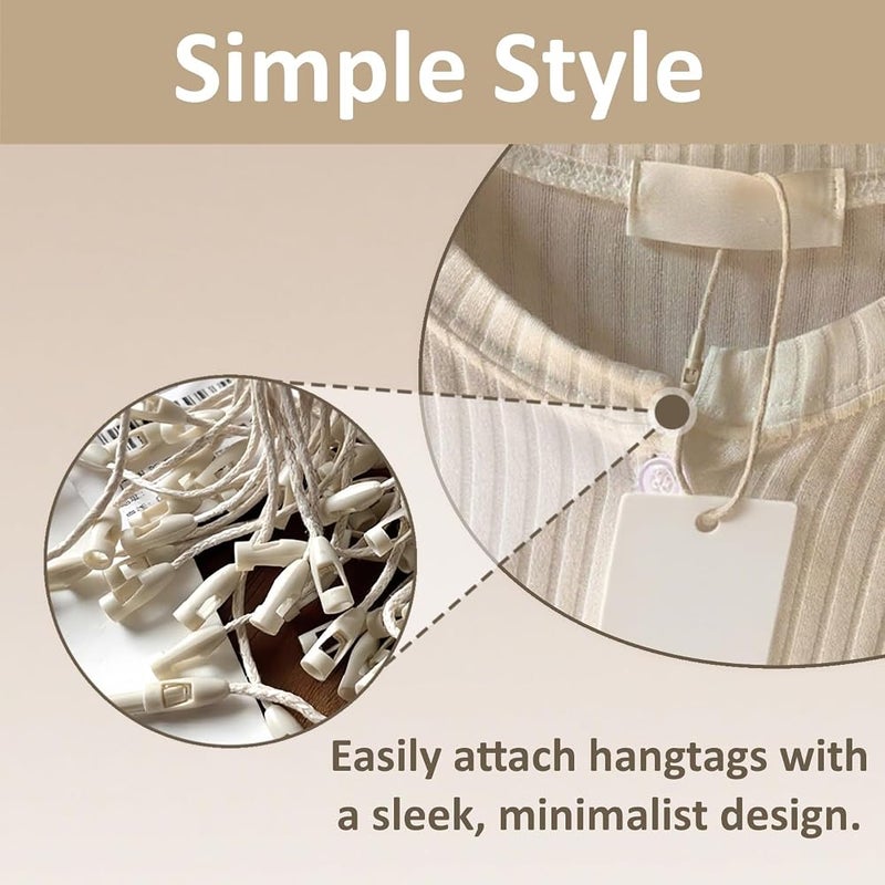 XINXINGDINGSHENG 100 PCS Cotton Hang Tag String, Disposable Price Strings with Snap Lock for Luggage Label, Fastener Hook Ties for Products Clothes Brand Tag Price - Image 5