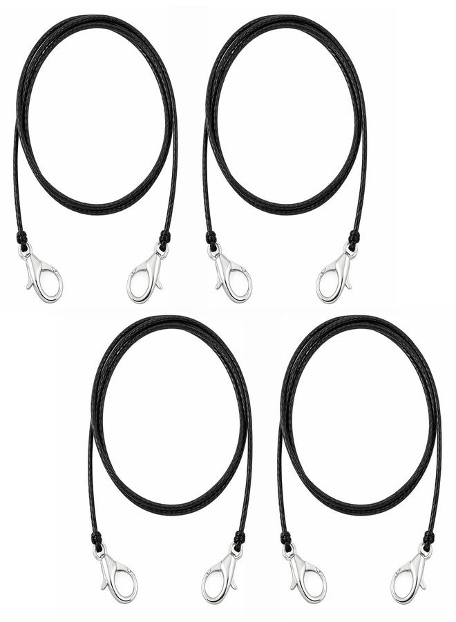 Exclaith 4 Pieces Black Replacement Strings for Cat Wand Toy, Cat Wand Refill Strings Nylon Durable Paracord String with Lobster Clasps - Image 1