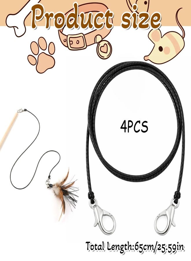 Exclaith 4 Pieces Black Replacement Strings for Cat Wand Toy, Cat Wand Refill Strings Nylon Durable Paracord String with Lobster Clasps - Image 2
